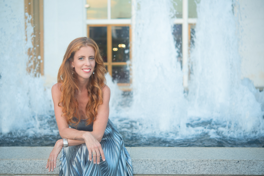 Woman and fountain